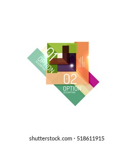 Overlapping geometric shapes composition. Vector business infographics, option select