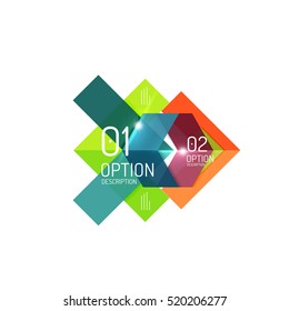 Overlapping geometric shapes composition. Vector business infographics, option select