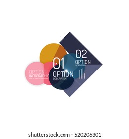 Overlapping geometric shapes composition. Vector business infographics, option select