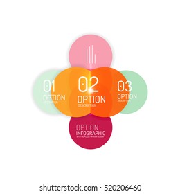 Overlapping geometric shapes composition. Vector business infographics, option select
