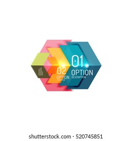 Overlapping geometric shapes composition. Vector business infographics, option select