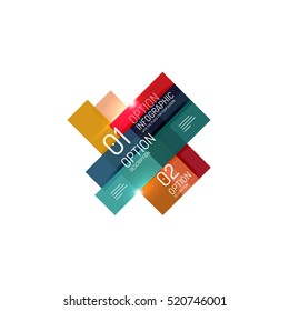 Overlapping geometric shapes composition. Vector business infographics, option select