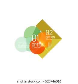 Overlapping geometric shapes composition. Vector business infographics, option select