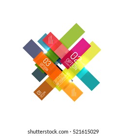 Overlapping geometric shapes composition. Vector business infographics, option select