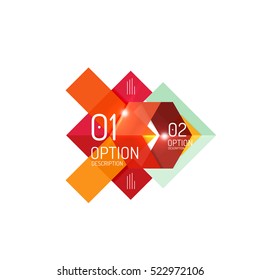 Overlapping geometric shapes composition. Vector business infographics, option select