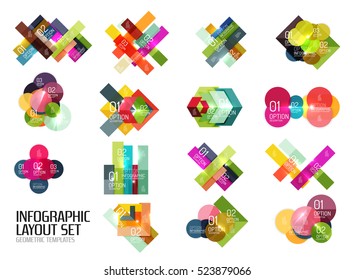 Overlapping geometric shapes composition. Vector business infographics, option select