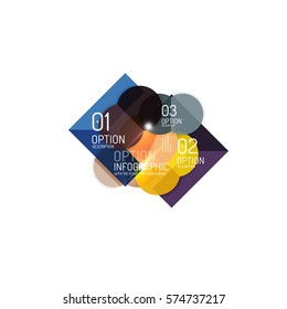 Overlapping geometric shapes composition. Vector business infographics, option select