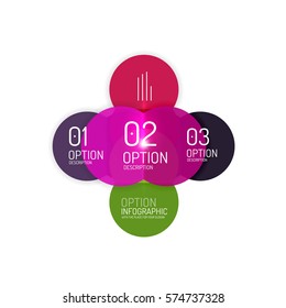 Overlapping geometric shapes composition. Vector business infographics, option select