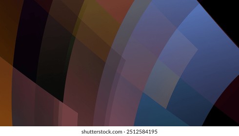 überlappende geometrische Formen in verschiedenen Farben auf tiefschwarzem Hintergrund