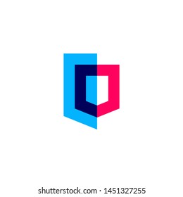 overlapping geometric shield logo vector icon illustration