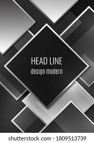 Overlapping geometric squares with thin lines. Template for business design. Vector illustration