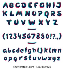 Overlapping gradient full font set. Curve rounded symbols. Vibrant glossy colors.