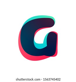Overlapping gradient letter G logotype. Curve rounded font. Vibrant glossy colors.