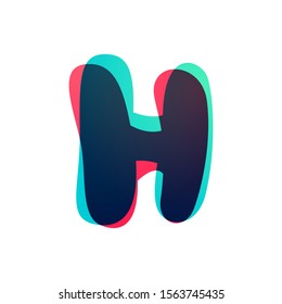 Overlapping gradient letter H logotype. Curve rounded font. Vibrant glossy colors.
