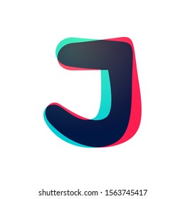 Overlapping gradient letter J logotype. Curve rounded font. Vibrant glossy colors.