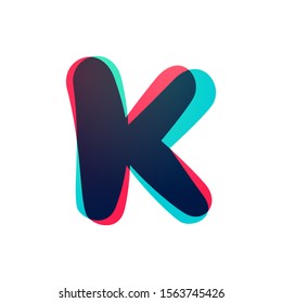 Overlapping gradient letter K logotype. Curve rounded font. Vibrant glossy colors.