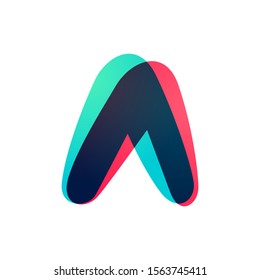 Overlapping gradient letter A logotype. Curve rounded font. Vibrant glossy colors.