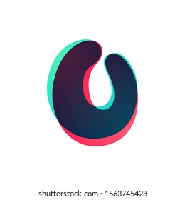 Overlapping gradient letter O logotype. Curve rounded font. Vibrant glossy colors.
