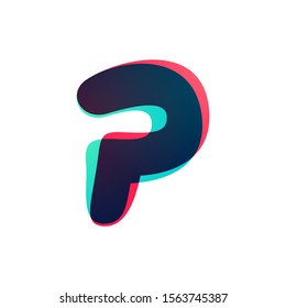 Overlapping gradient letter P logotype. Curve rounded font. Vibrant glossy colors.