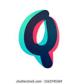 Overlapping gradient letter Q logotype. Curve rounded font. Vibrant glossy colors.