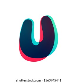 Overlapping gradient letter U logotype. Curve rounded font. Vibrant glossy colors.