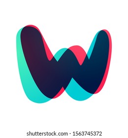 Overlapping gradient letter W logotype. Curve rounded font. Vibrant glossy colors.