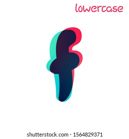 Overlapping gradient lowercase letter f logotype. Curve rounded font. Vibrant glossy colors.