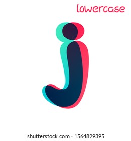 Overlapping gradient lowercase letter j logotype. Curve rounded font. Vibrant glossy colors.