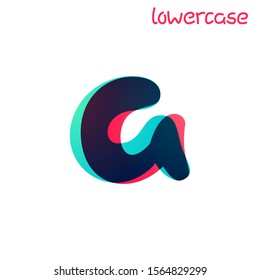 Overlapping gradient lowercase letter a logotype. Curve rounded font. Vibrant glossy colors.
