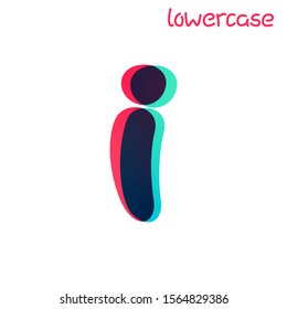 Overlapping gradient lowercase letter i logotype. Curve rounded font. Vibrant glossy colors.