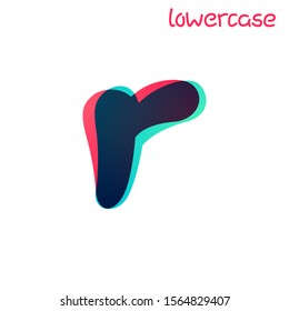 Overlapping gradient lowercase letter r logotype. Curve rounded font. Vibrant glossy colors.
