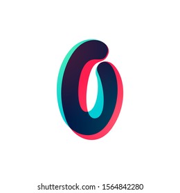 Overlapping gradient number zero logotype. Curve rounded font. Vibrant glossy colors.