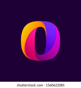 Overlapping gradients letter O logo design idea. Slab serif font for labels, headlines, posters, cards etc.