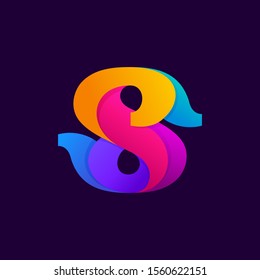 Overlapping gradients letter S logo design idea. Slab serif font for labels, headlines, posters, cards etc.