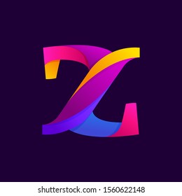 Overlapping gradients letter Z logo design idea. Slab serif font for labels, headlines, posters, cards etc.