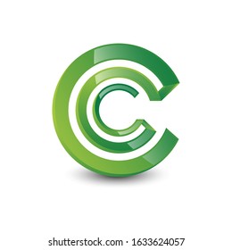 overlapping green circle CC logo design vector in the white background