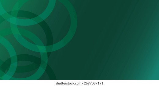 Overlapping Green Circles on Gradient Background, Abstract Desig