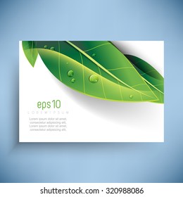 overlapping green leaves with dew drops nature ecology background design