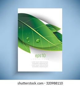 overlapping green leaves with dew drops nature ecology background design