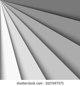 Overlapping grey paper sheets arranged in a fan. With shadow effect. Abstract vector background wallpaper.