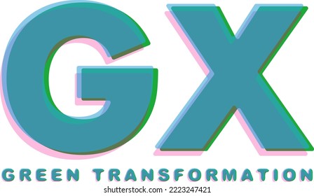 Las letras GX superpuestas de colores rojo, azul y verde. Cada una es transparente y los colores parecen solaparse. Creado con datos vectoriales.