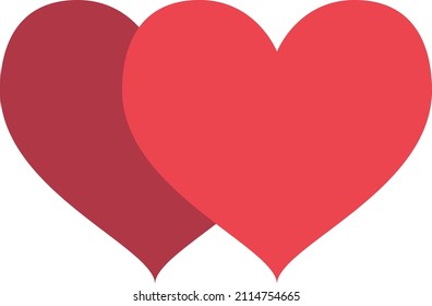 Overlapping Heart Filled Icon Vector