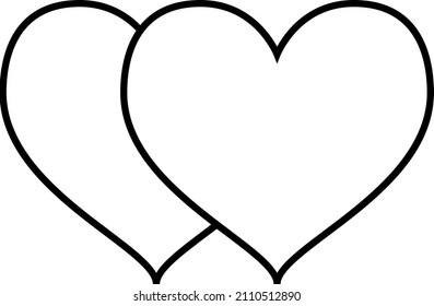 Overlapping Heart Outline Icon Vector