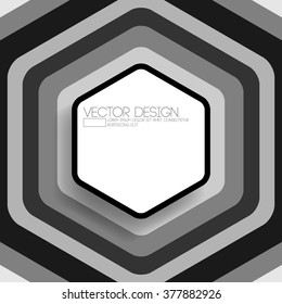 overlapping hexagon flat black and white design