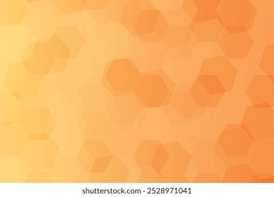 Overlapping hexagon shape pattern vector illustration in gradient orange and yellow colors.