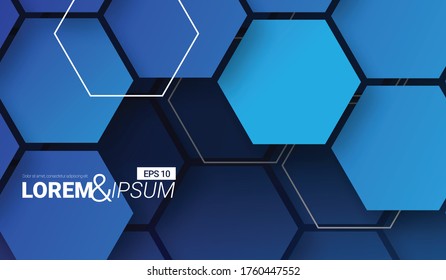 Overlapping Hexagon Shapes Gradient Layout/Cover. Minimalist Creative Design Concept Background