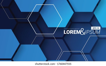 Overlapping Hexagon Shapes Gradient Layout/Cover. Minimalist Creative Design Concept Background