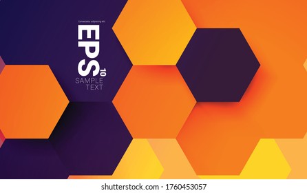 Overlapping Hexagon Shapes Gradient Modern Background. Minimalist Creative Design Concept.