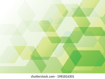 Overlapping hexagonal green gradient background image illustration