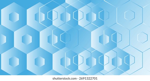 Hexágonos superpuestos y fondo de Imagen abstracto azul brillante material de ilustración